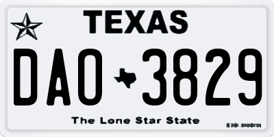 TX license plate DAO3829