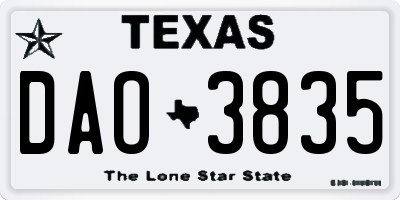 TX license plate DAO3835