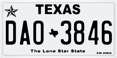 TX license plate DAO3846