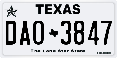 TX license plate DAO3847