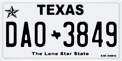 TX license plate DAO3849