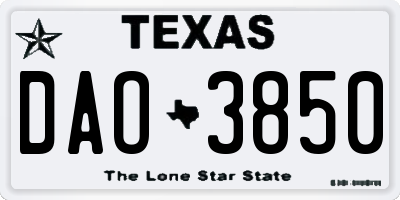 TX license plate DAO3850