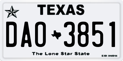 TX license plate DAO3851