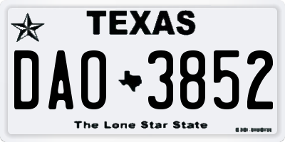 TX license plate DAO3852