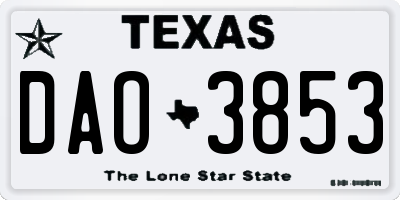 TX license plate DAO3853