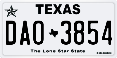TX license plate DAO3854