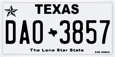 TX license plate DAO3857