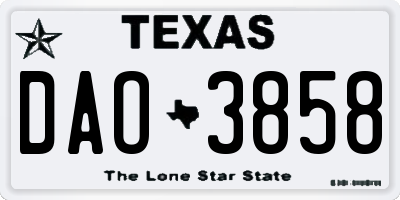 TX license plate DAO3858