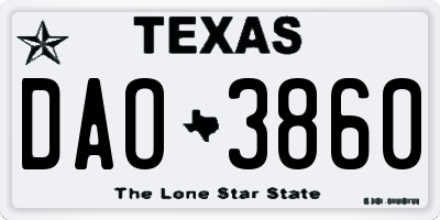 TX license plate DAO3860