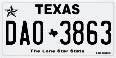 TX license plate DAO3863