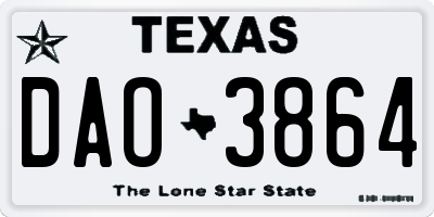 TX license plate DAO3864