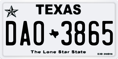 TX license plate DAO3865