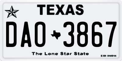 TX license plate DAO3867