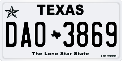 TX license plate DAO3869