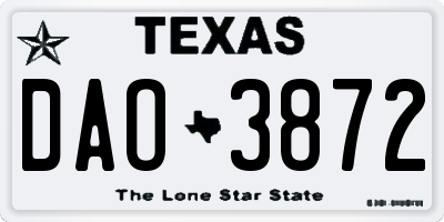 TX license plate DAO3872