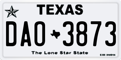 TX license plate DAO3873