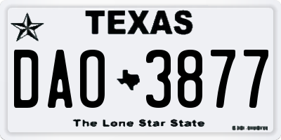TX license plate DAO3877