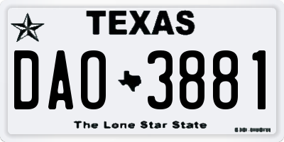 TX license plate DAO3881