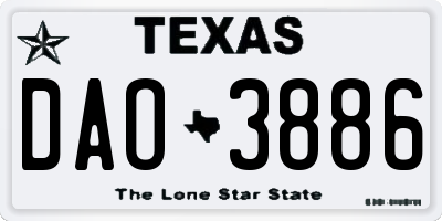TX license plate DAO3886