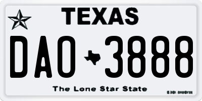 TX license plate DAO3888