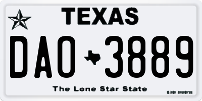 TX license plate DAO3889