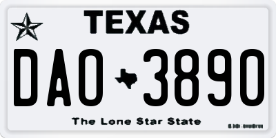 TX license plate DAO3890