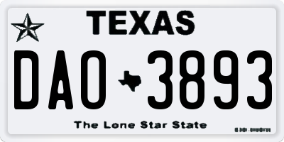 TX license plate DAO3893