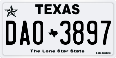 TX license plate DAO3897