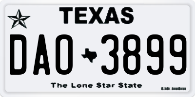 TX license plate DAO3899