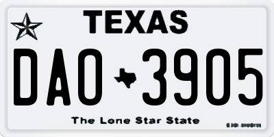 TX license plate DAO3905
