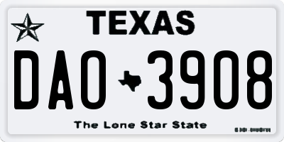 TX license plate DAO3908