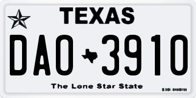 TX license plate DAO3910