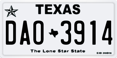 TX license plate DAO3914