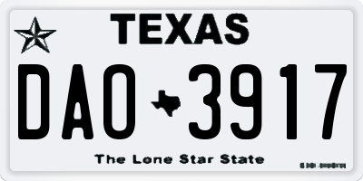 TX license plate DAO3917