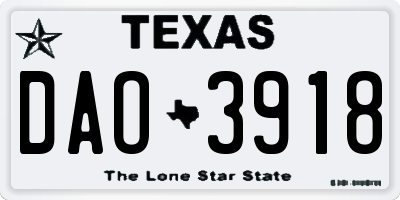 TX license plate DAO3918