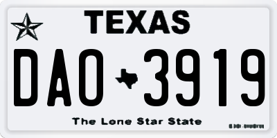 TX license plate DAO3919