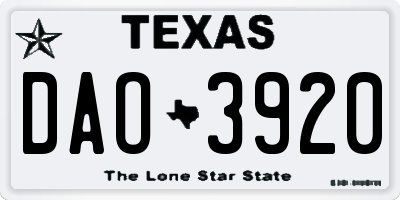 TX license plate DAO3920