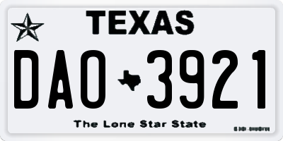 TX license plate DAO3921