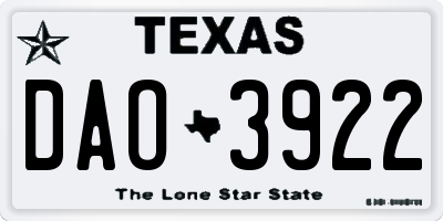 TX license plate DAO3922