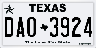 TX license plate DAO3924