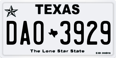 TX license plate DAO3929