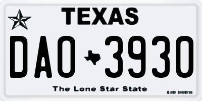 TX license plate DAO3930