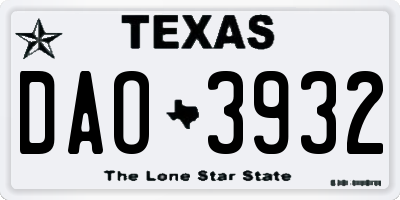 TX license plate DAO3932