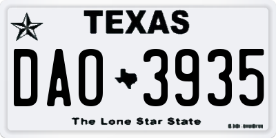 TX license plate DAO3935