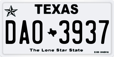 TX license plate DAO3937