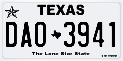 TX license plate DAO3941