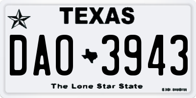 TX license plate DAO3943