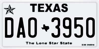 TX license plate DAO3950