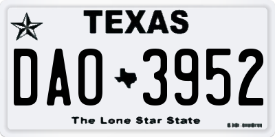 TX license plate DAO3952