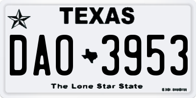 TX license plate DAO3953